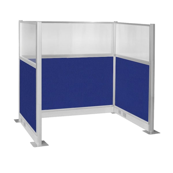 Pre-Configured Hush Panel Electric Cubicle (U Shape) 6' x 4' W/ Window Royal Blue Fabric